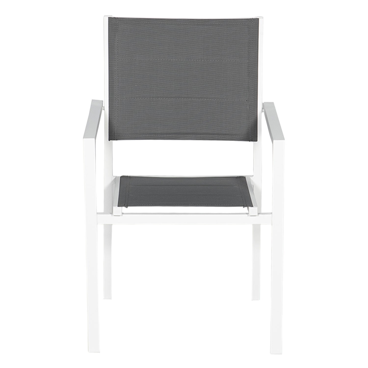 Set of 4 upholstered chairs in white aluminum - gray textilene