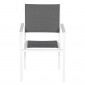 Set of 6 upholstered chairs in white aluminum - gray textilene