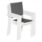 Set of 6 upholstered chairs in white aluminum - gray textilene