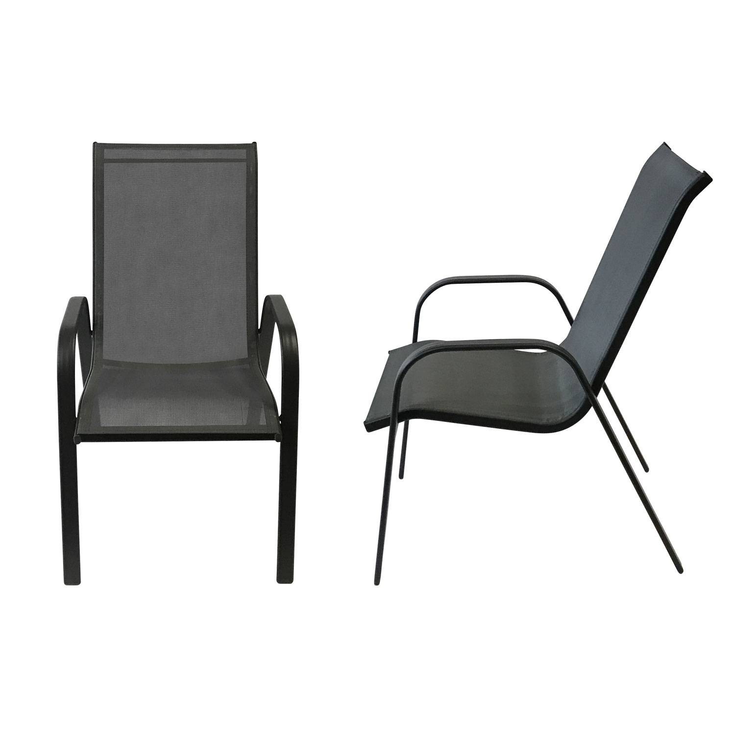 Set of 8  chairs in gray textilene anthracite gray aluminum