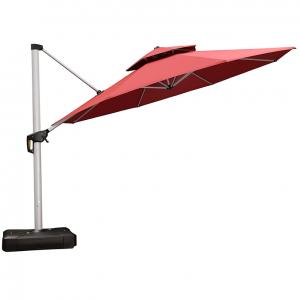 Waterproof Tiltable Cantilever Parasol Double Top Outdoor Garden Umbrella With Stand