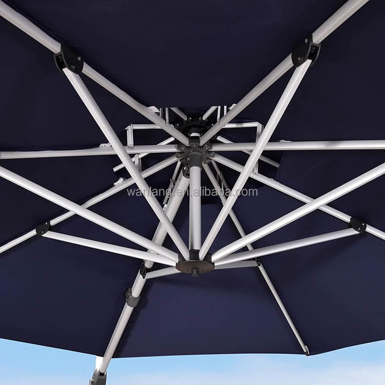 Waterproof Tiltable Cantilever Parasol Double Top Outdoor Garden Umbrella With Stand