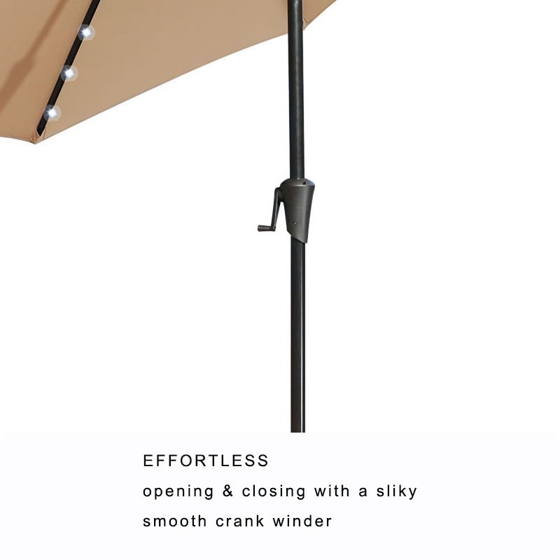 Wind Resistant Customized Furniture Aluminium Luminous Metal Patio Umbrella