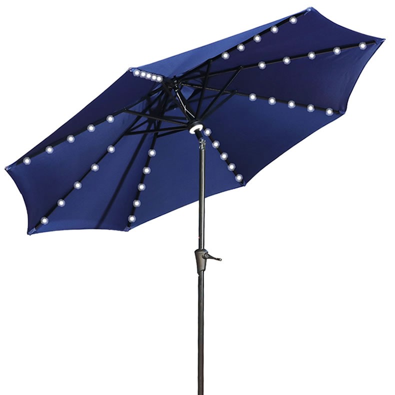 Wind Resistant Customized Furniture Aluminium Luminous Metal Patio Umbrella