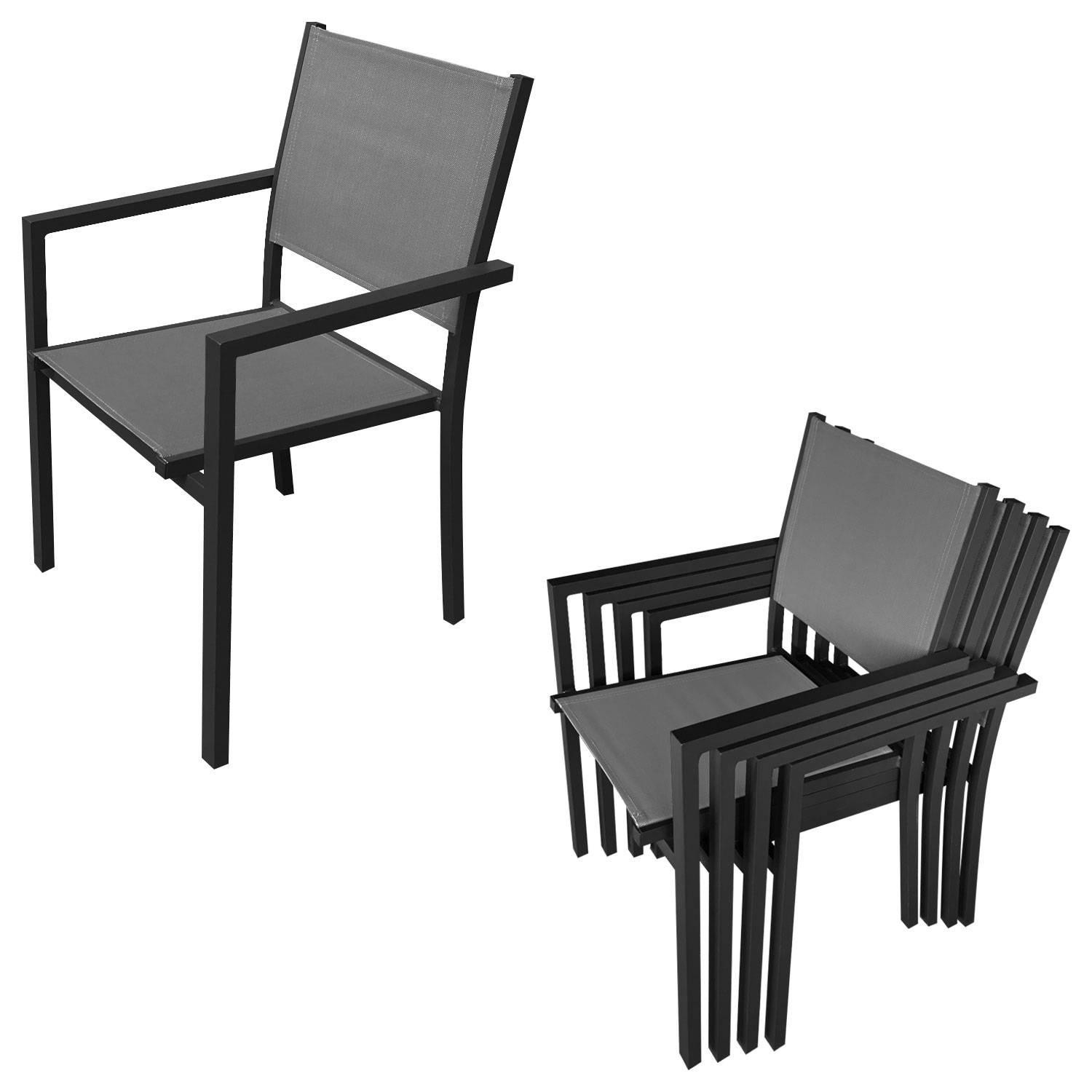 extendable garden furniture in gray textilene 8 places anthracite aluminum