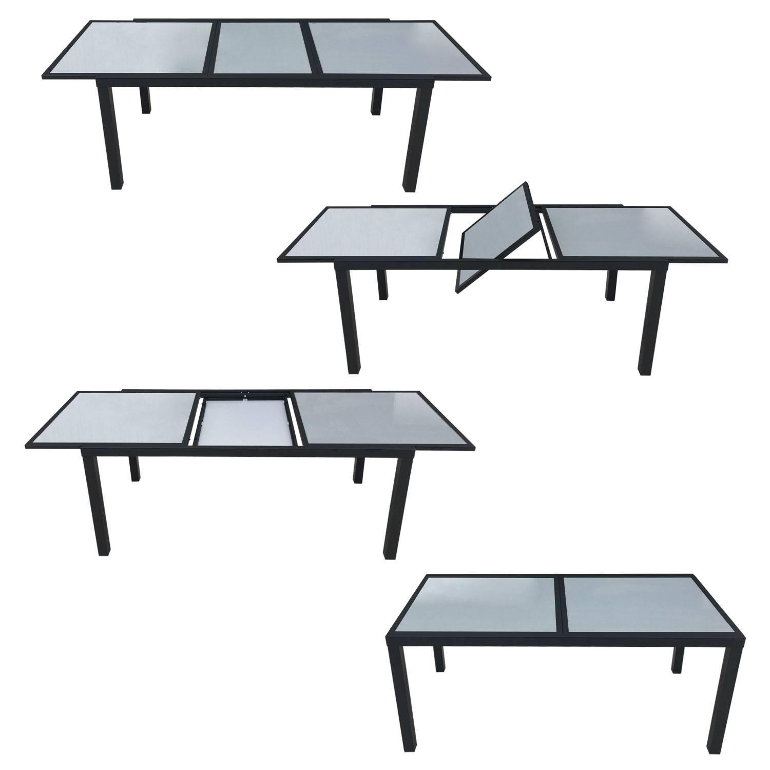 extendable garden furniture in gray textilene 8 places anthracite aluminum