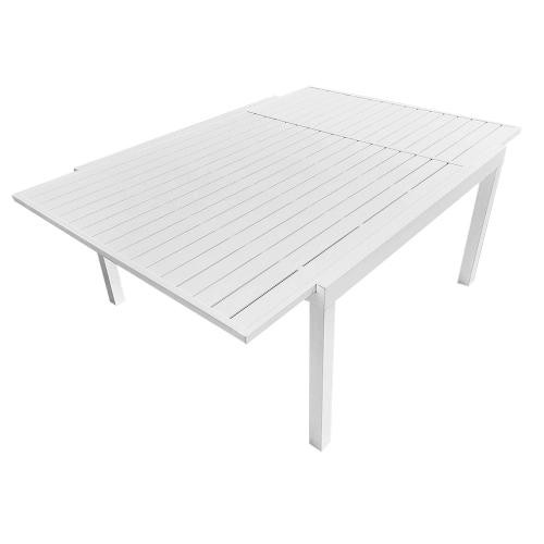 garden furniture extendable 140/200 in gray textilene 10 places white aluminum