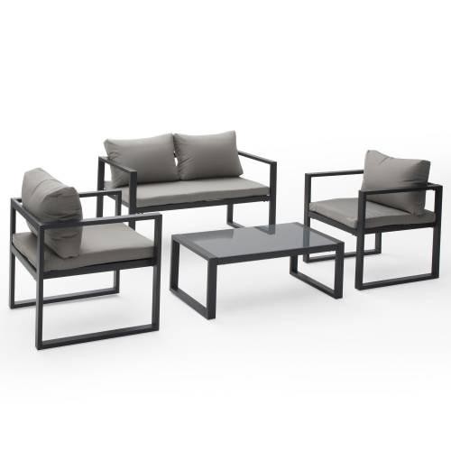 garden furniture in gray fabric 4 places anthracite aluminum