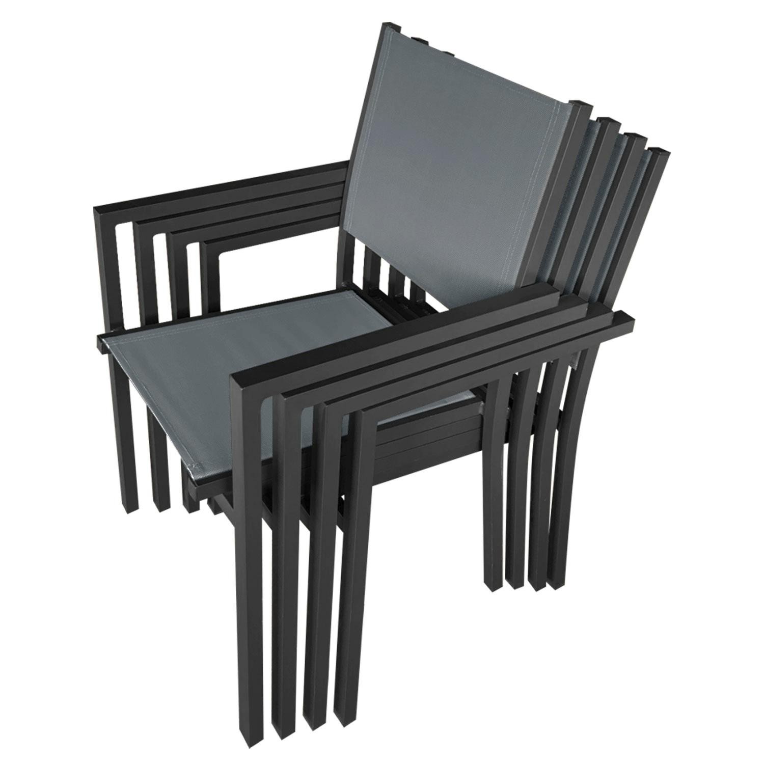 garden furniture in gray textilene 4 places anthracite aluminum