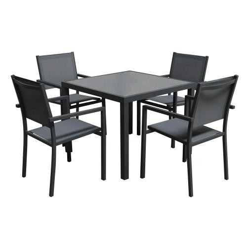 garden furniture in gray textilene 4 places anthracite aluminum