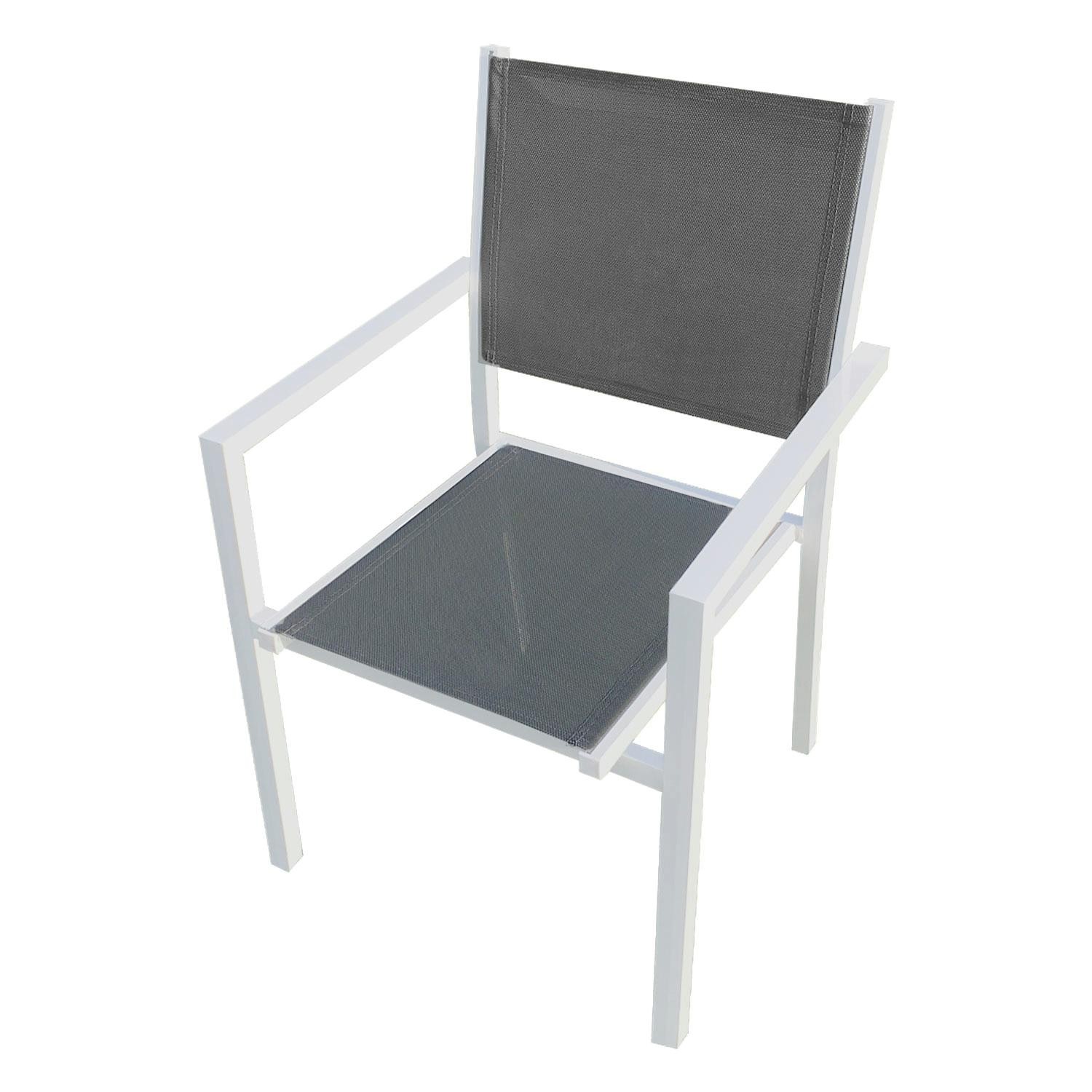 garden furniture in gray textilene 4 places white aluminum