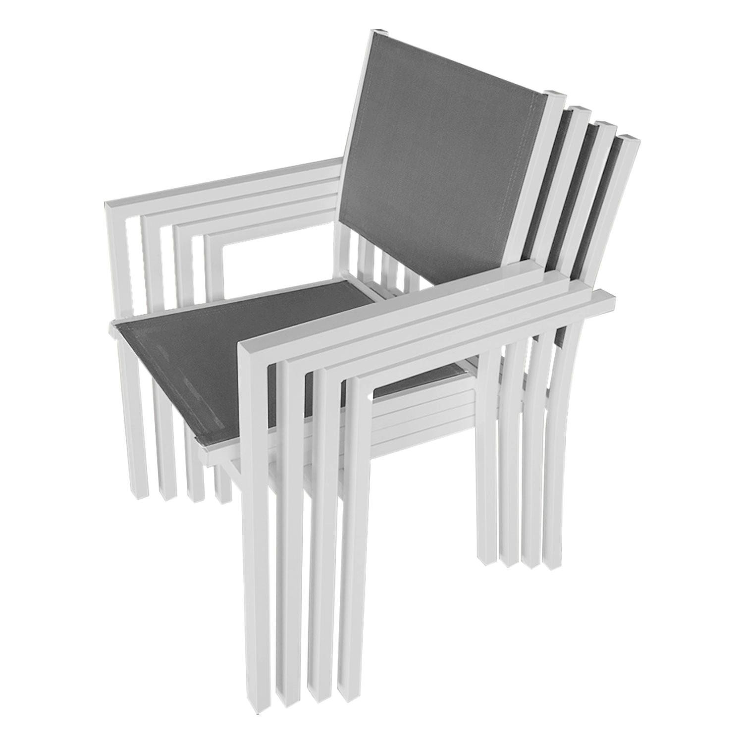 garden furniture in gray textilene 4 places white aluminum