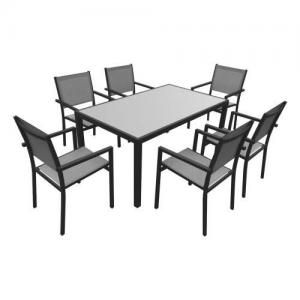 garden furniture in gray textilene 6 places anthracite aluminum