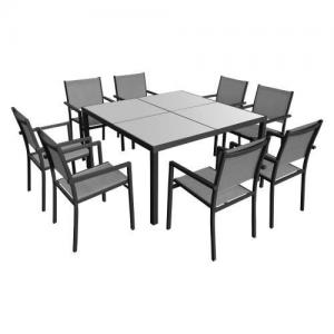 garden furniture in gray textilene 8 places anthracite aluminum