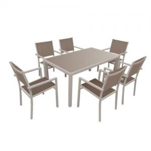 garden furniture in taupe textilene 6 places taupe aluminum