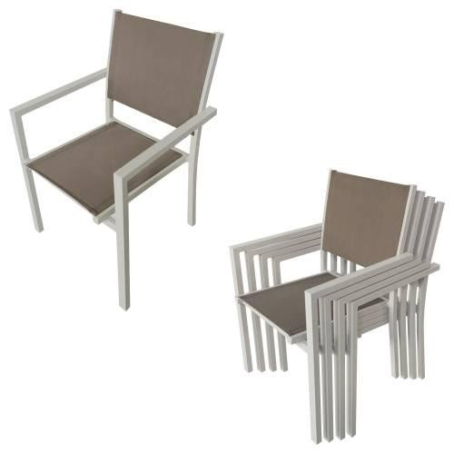 garden furniture in taupe textilene 6 places taupe aluminum