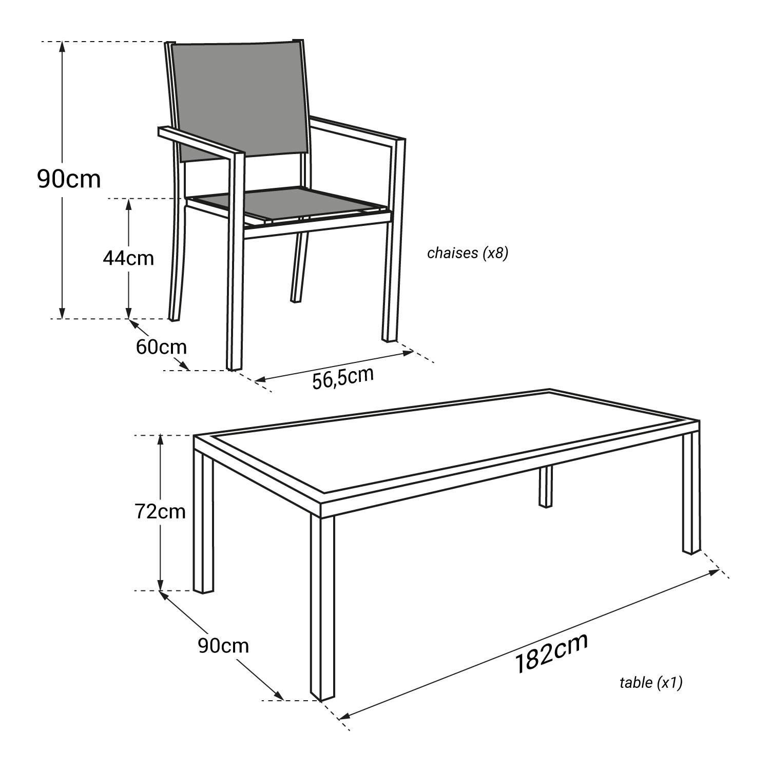 garden furniture with gray textilene 8 places white aluminum