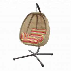 outdoor steel silla colgante sling hanging egg swing chair with stand rattan patio hanging swing