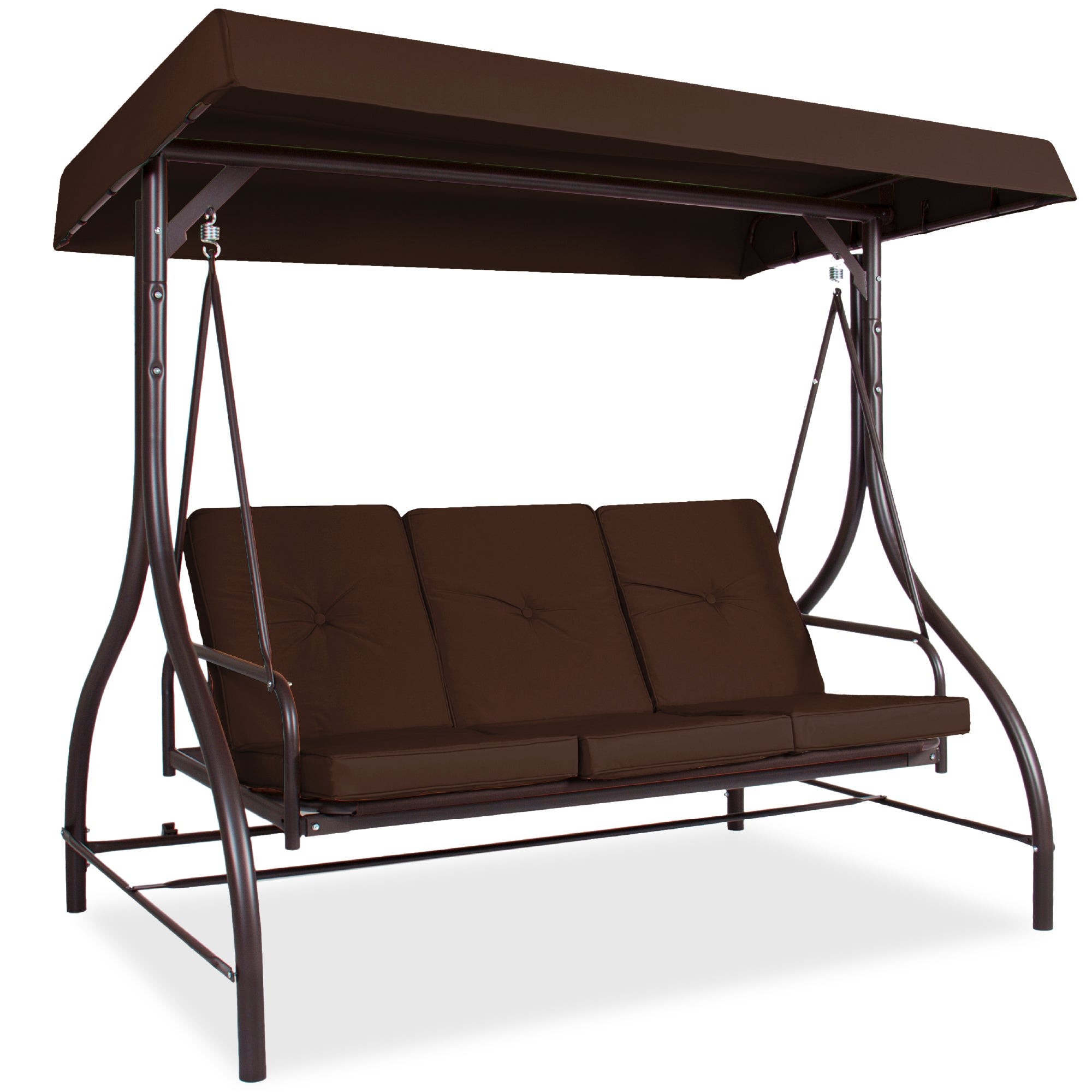 outdoor swing 2-seater steel patio swing with polyester sun shade,patio swing with canopy