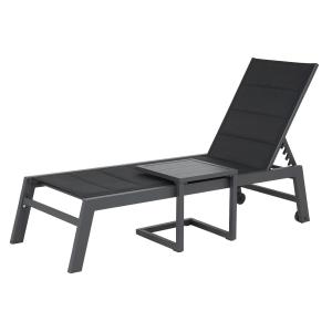 sun lounger and side table set in white aluminum blue textilene