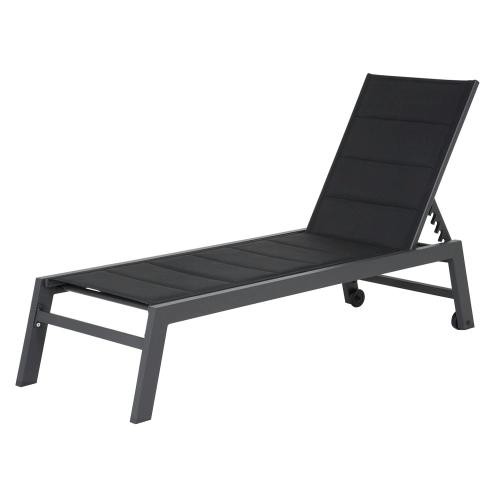 sun lounger in black textilene anthracite gray aluminum