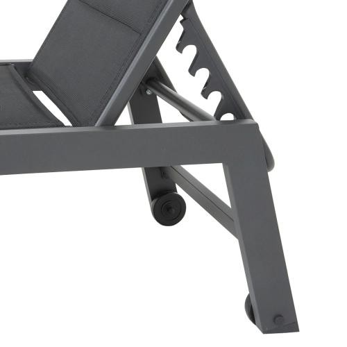 sun lounger in black textilene anthracite gray aluminum