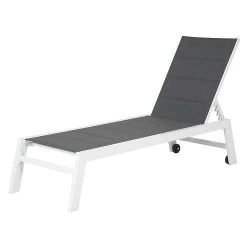 sun lounger in white aluminum gray textilene