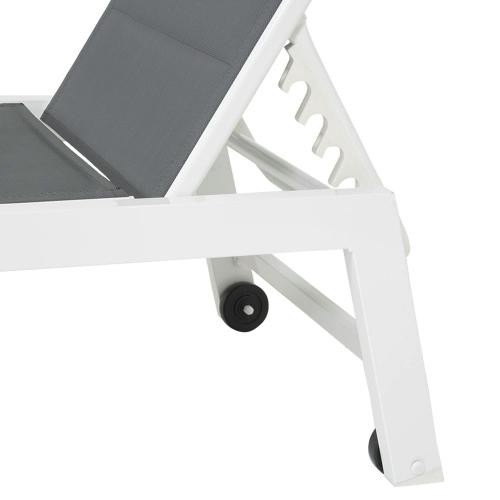 sun lounger in white aluminum gray textilene