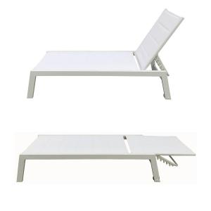 sun lounger in white textilene white aluminum