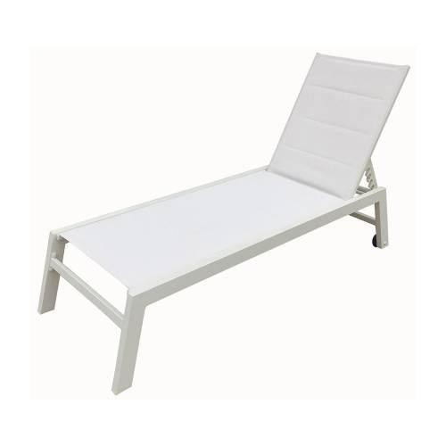 sun lounger in white textilene white aluminum