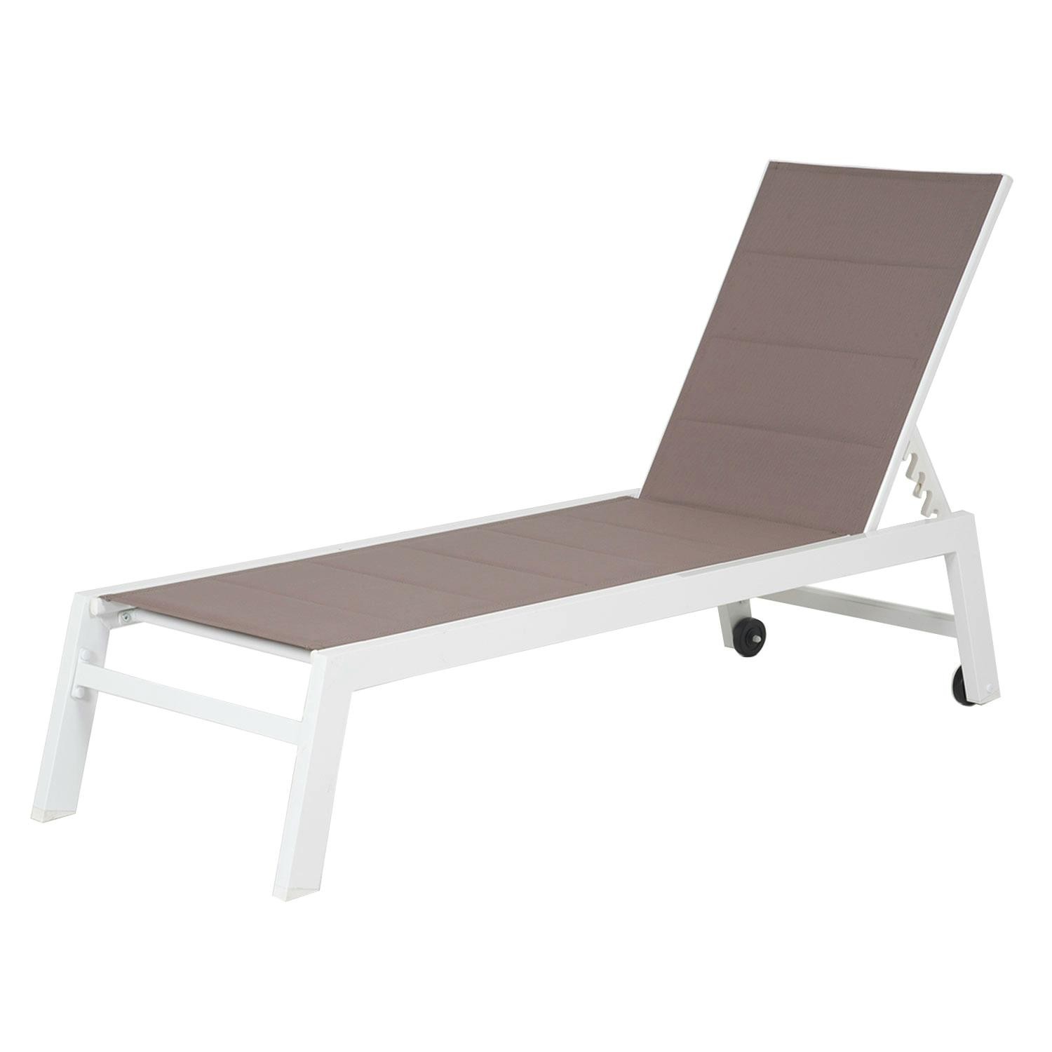 sunlounger and side table set in taupe white aluminum textilene