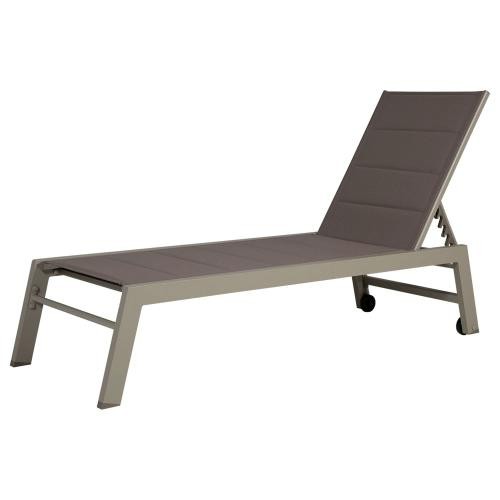 sunlounger in taupe aluminum textilene