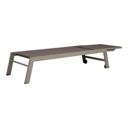 sunlounger in taupe aluminum textilene