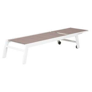 sunlounger in white aluminum taupe textilene