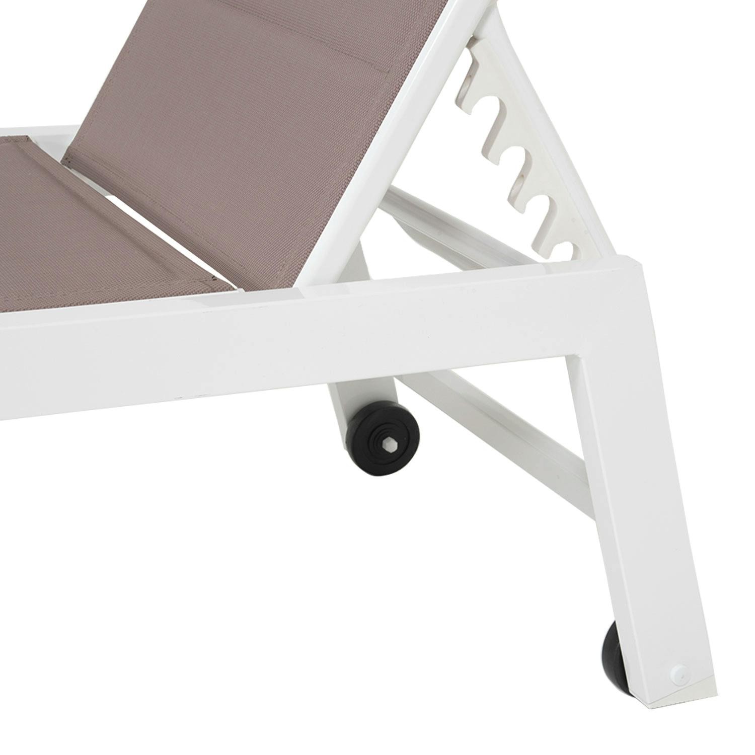 sunlounger in white aluminum taupe textilene