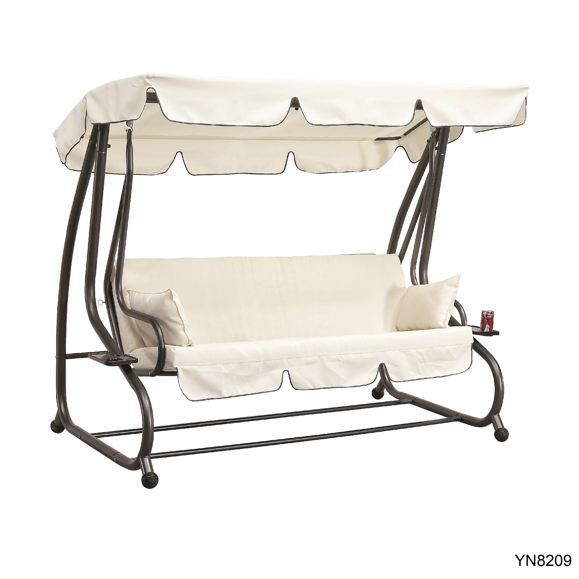 3-seater outdoor patio garden swing chair with bed function and hanging