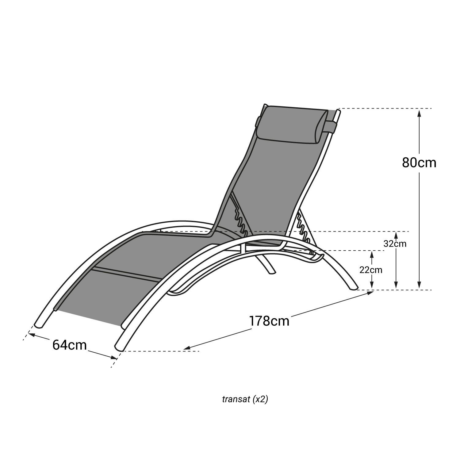 textilene deckchair set of 2 black textilene grey structure