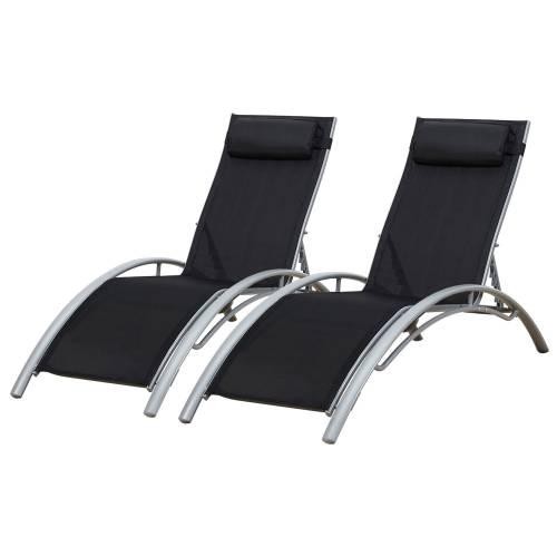 textilene deckchair set of 2 black textilene grey structure