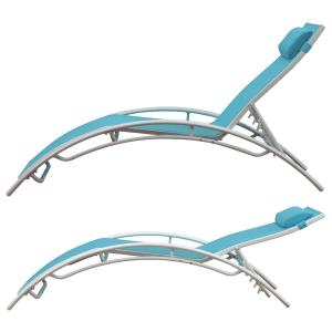 textilene deckchair set of 2 blue textilene white structure