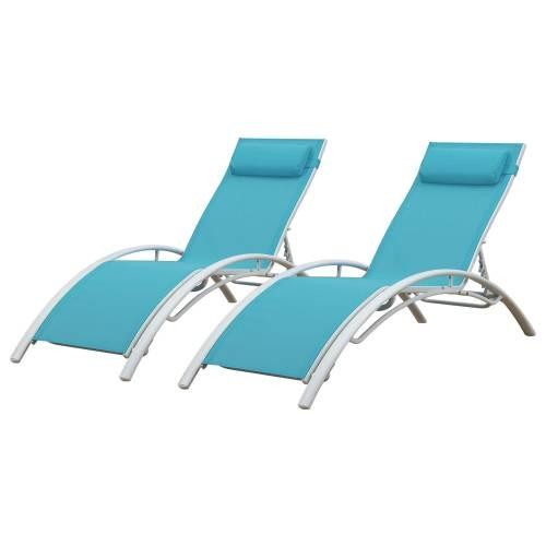 textilene deckchair set of 2 blue textilene white structure