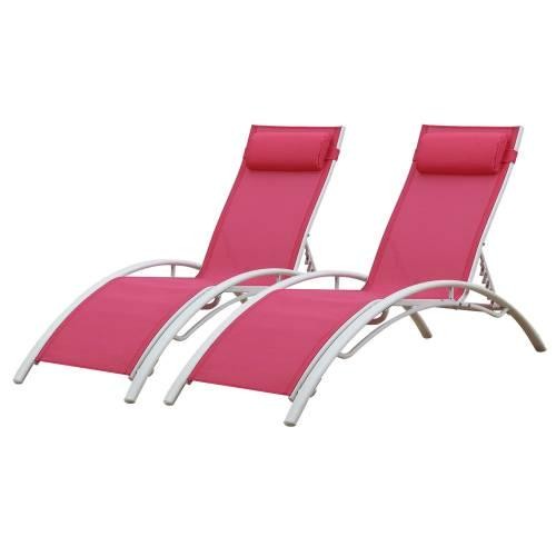 textilene deckchair set of 2 fuchsia textilene white structure