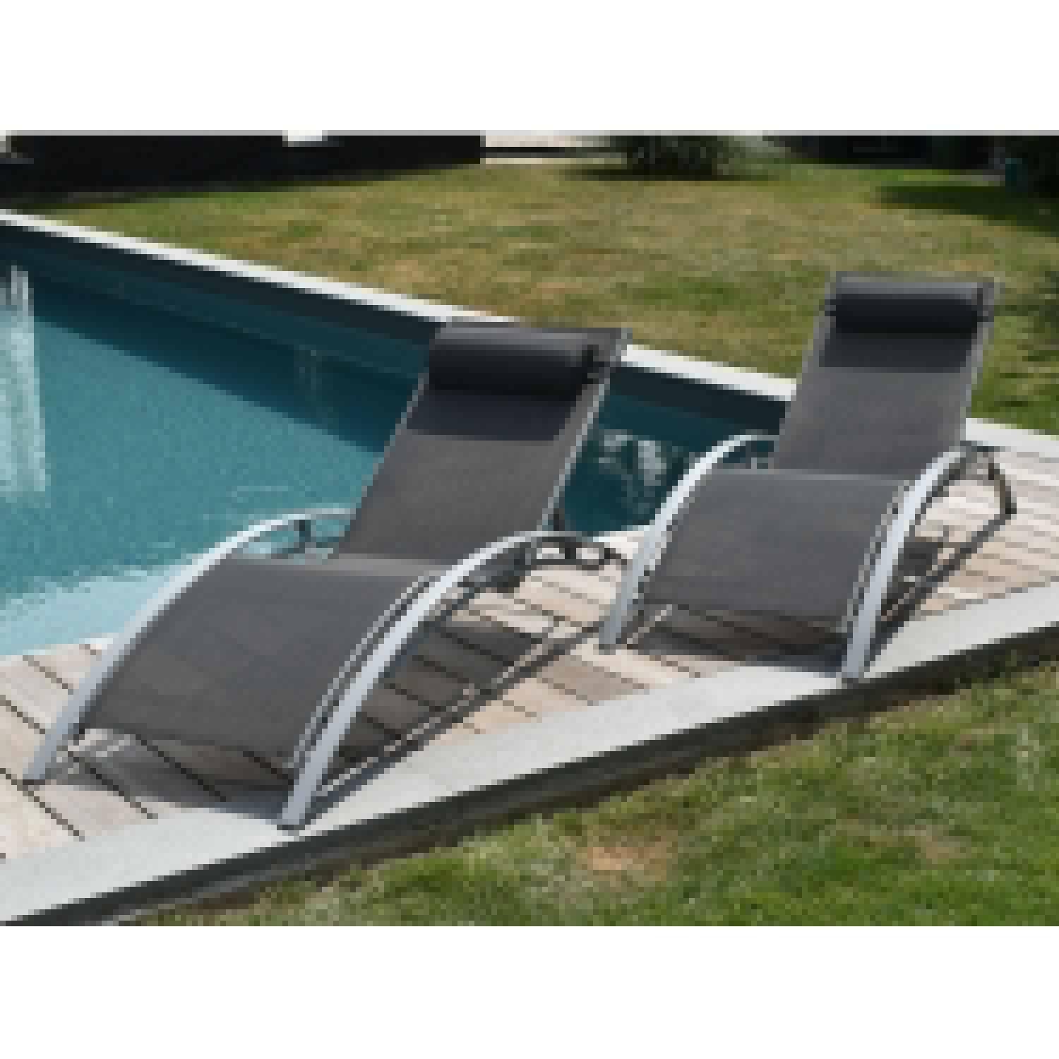 textilene deckchair set of 2 gray textilene grey structure