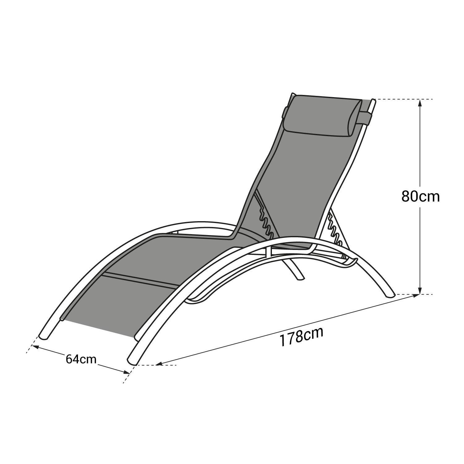 textilene deckchair set of 2 gray textilene grey structure