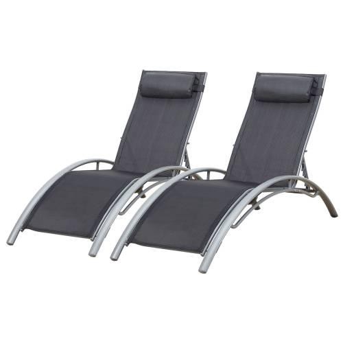 textilene deckchair set of 2 gray textilene grey structure