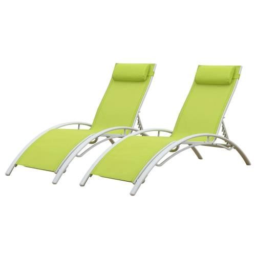 textilene deckchair set of 2 green textilene white structure