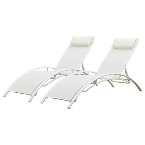 textilene deckchair set of 2 white textilene white structure